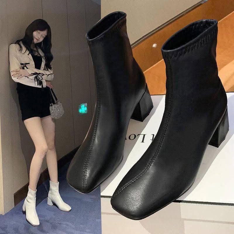 Leather zip boot Size:36 to 40 Colour:Black/Cream 09767288833 #Z056 - 3