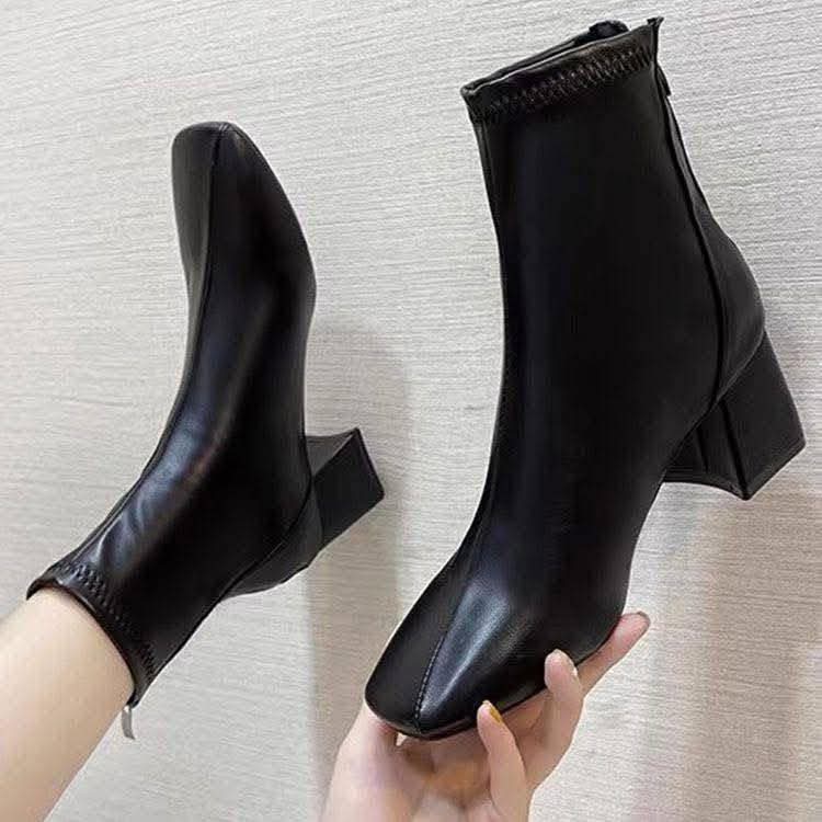 Leather zip boot Size:36 to 40 Colour:Black/Cream 09767288833 #Z056 - 4