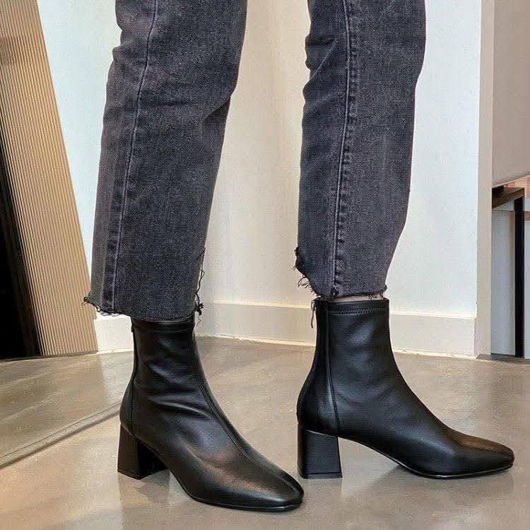 Leather zip boot Size:36 to 40 Colour:Black/Cream 09767288833 #Z056 - 5